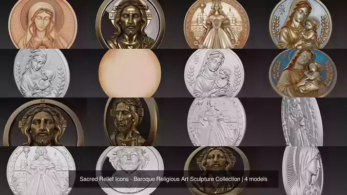 Sacred Relief Icons - Baroque Religious Art Sculpture Collection