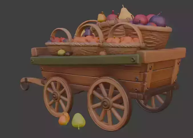 Fruit Cart 3D Model 3D model 4
