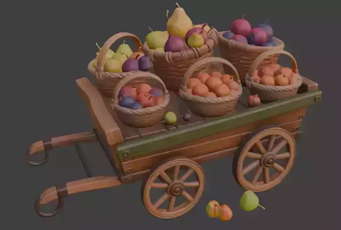 Fruit Cart 3D Model 3D model 5