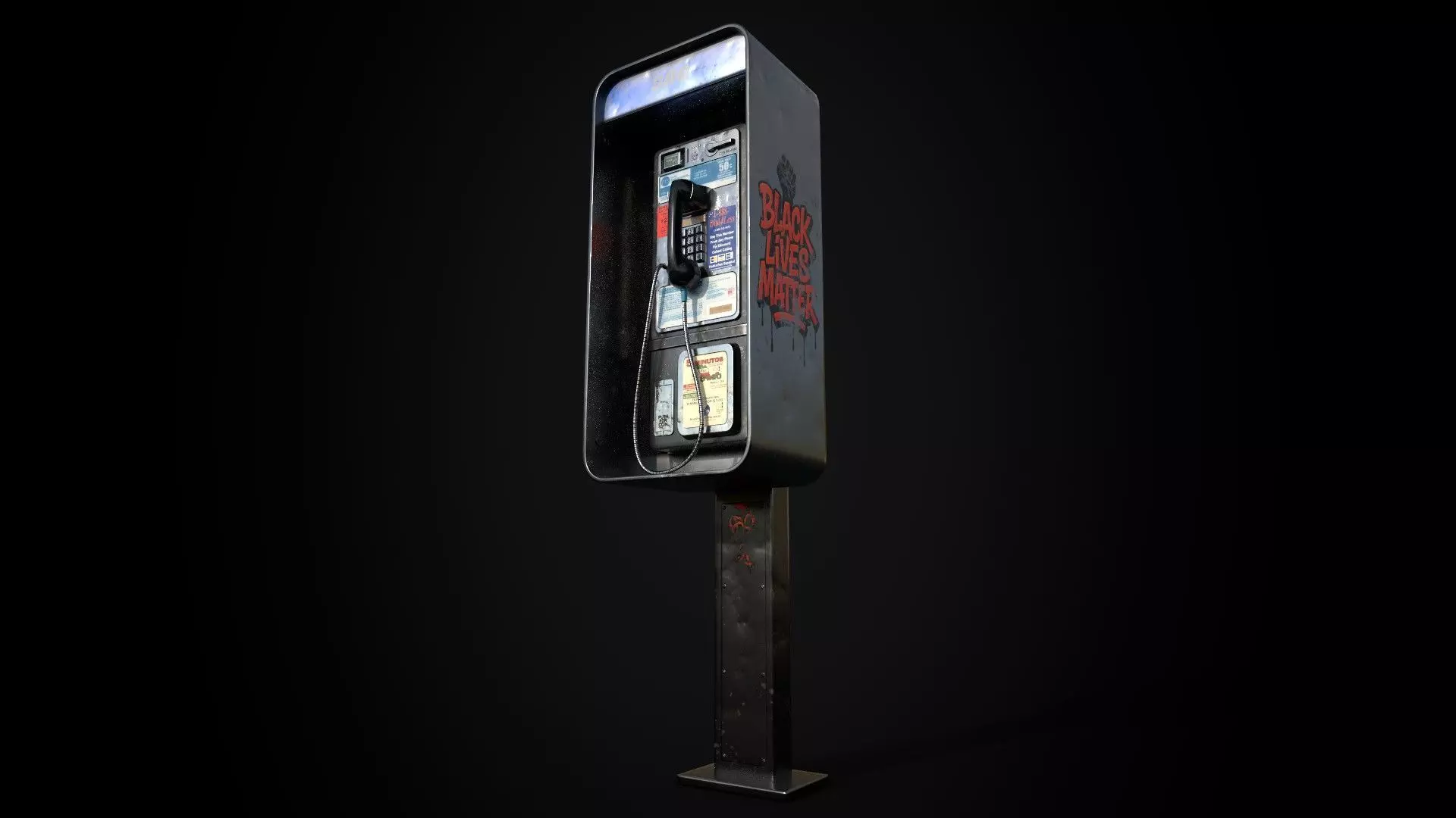 SBC Payphone - Game Ready - Low Poly PBR Low-poly 3D model