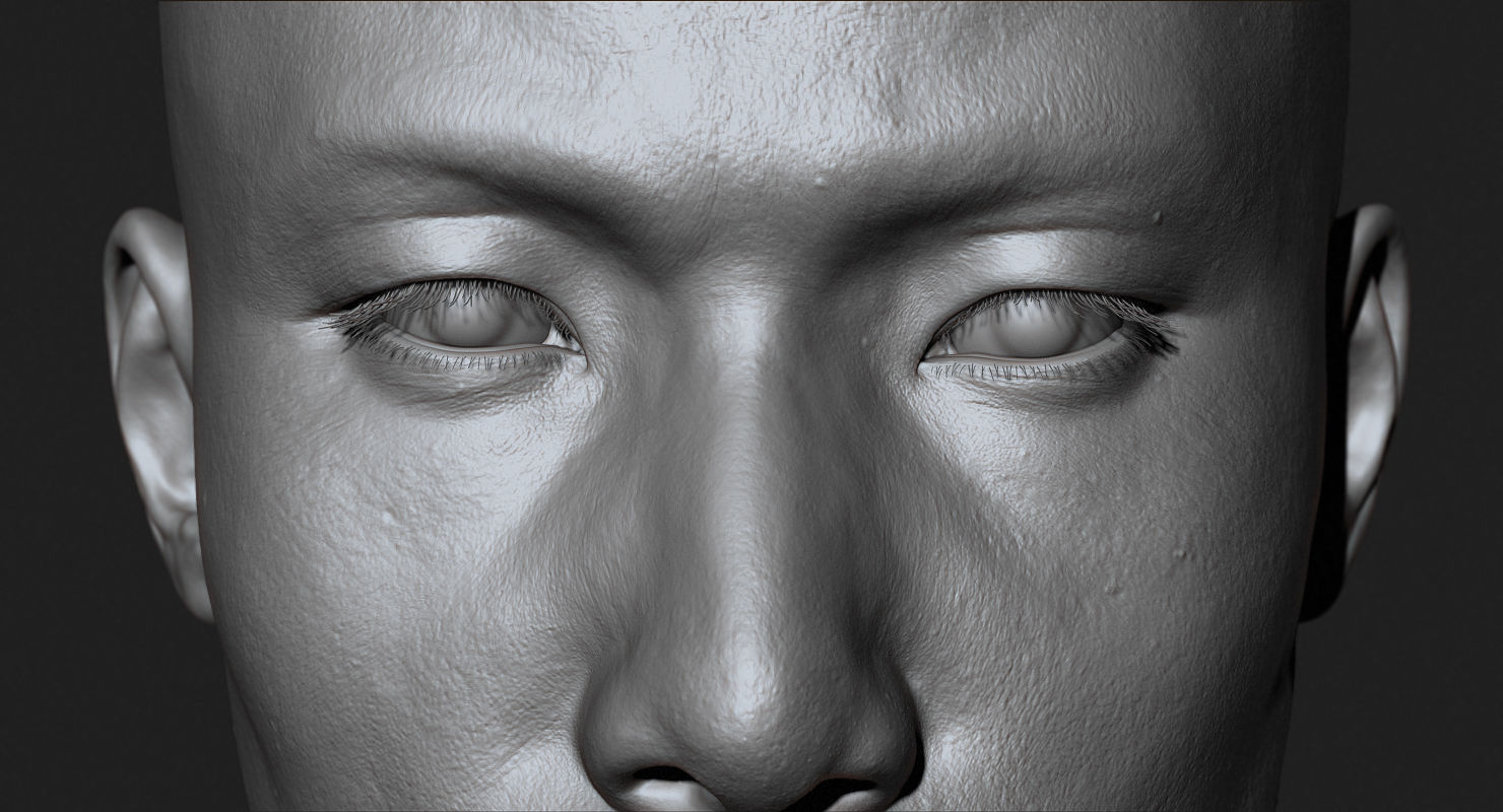 Asian Male Head for Production High Poly 3D model_10
