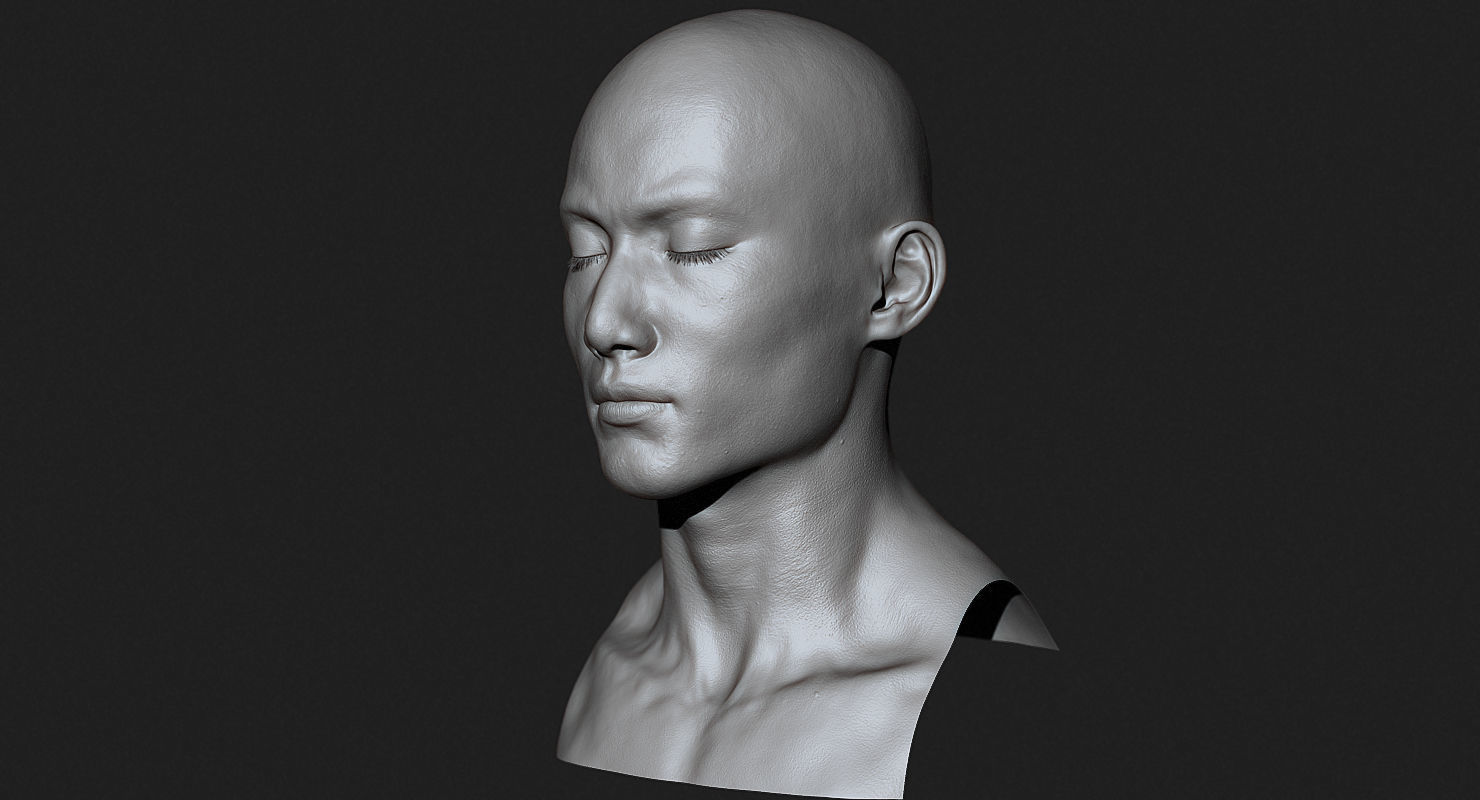 Asian Male Head for Production High Poly 3D model_5