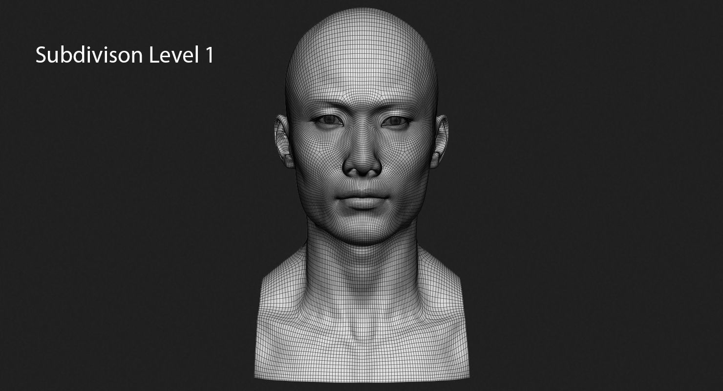 Asian Male Head for Production High Poly 3D model_12