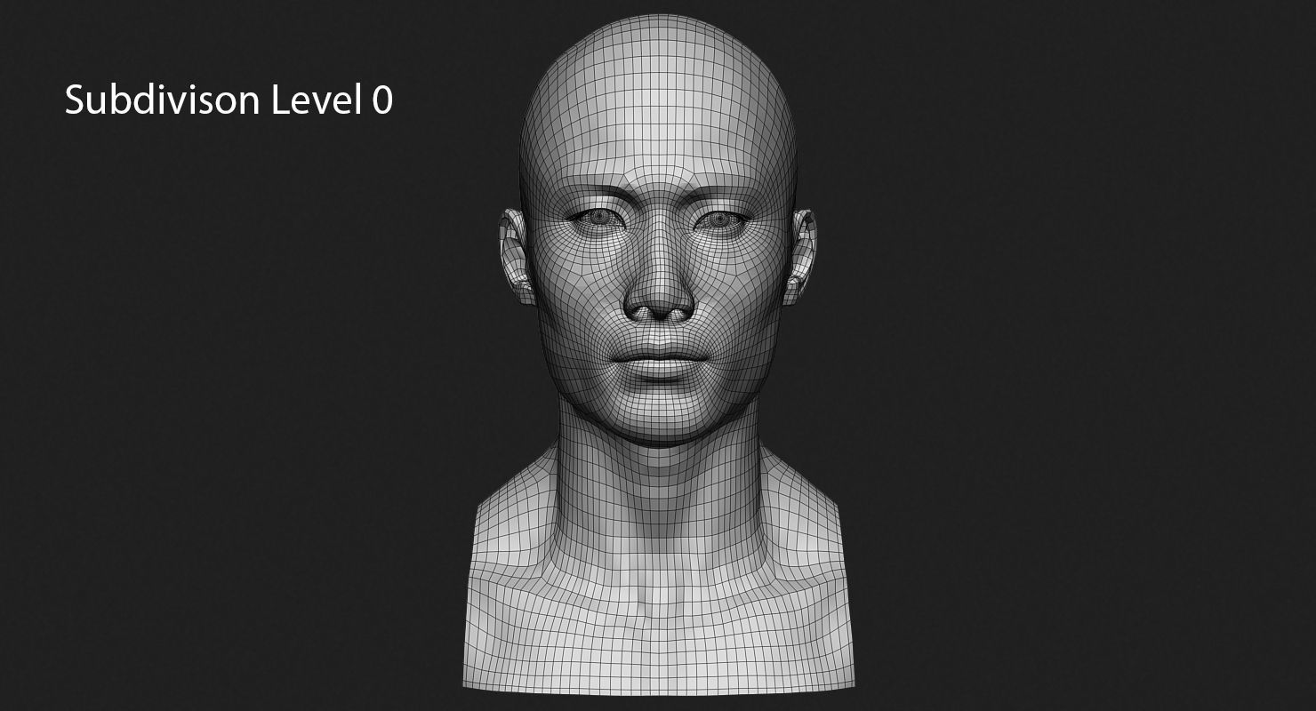 Asian Male Head for Production High Poly 3D model_11