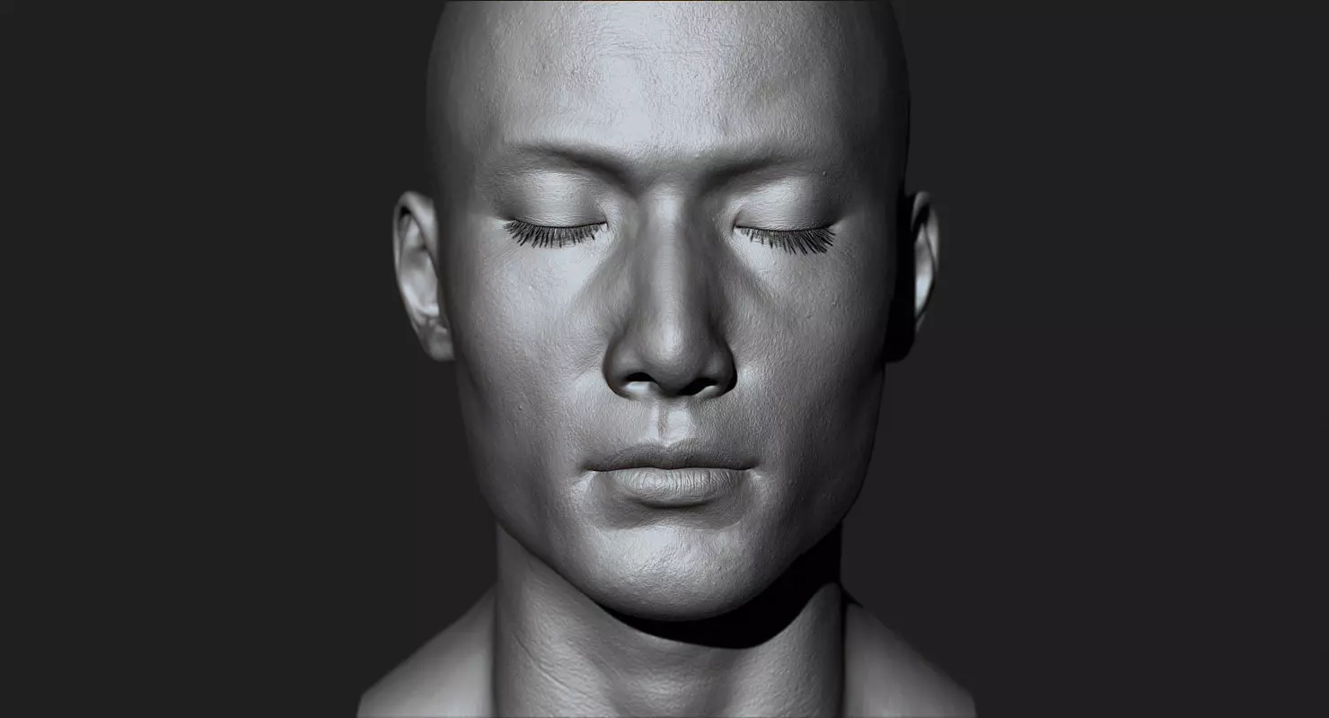 Asian Male Head for Production High Poly 3D model_0