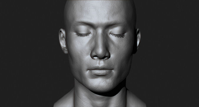 Asian Male Head for Production High Poly 3D model