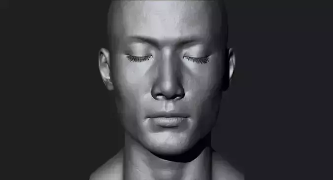Asian Male Head for Production High Poly 3D model