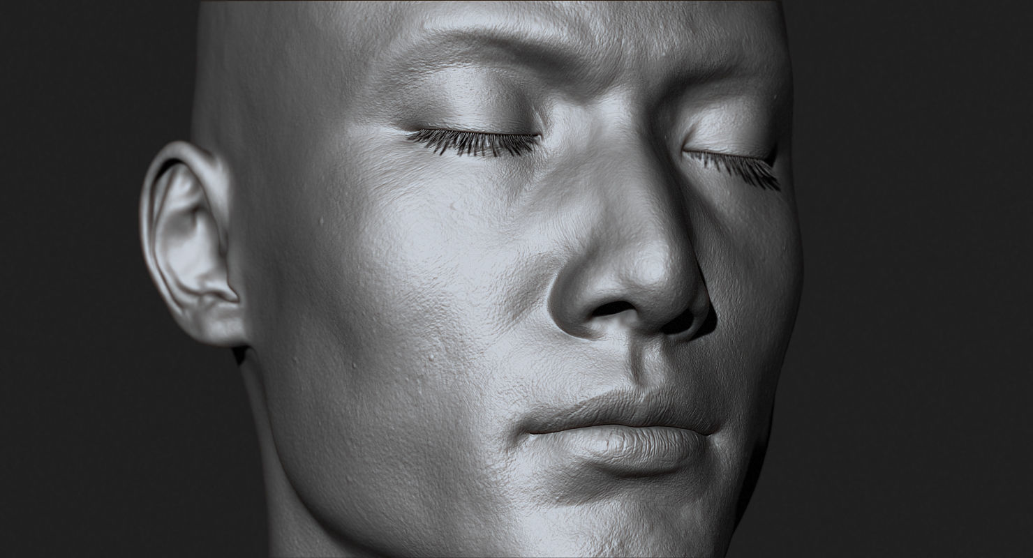 Asian Male Head for Production High Poly 3D model_9