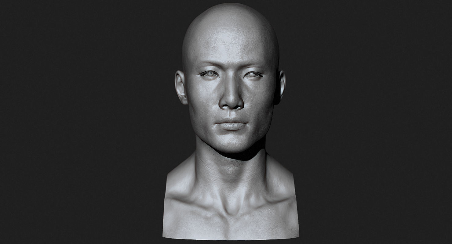 Asian Male Head for Production High Poly 3D model_4