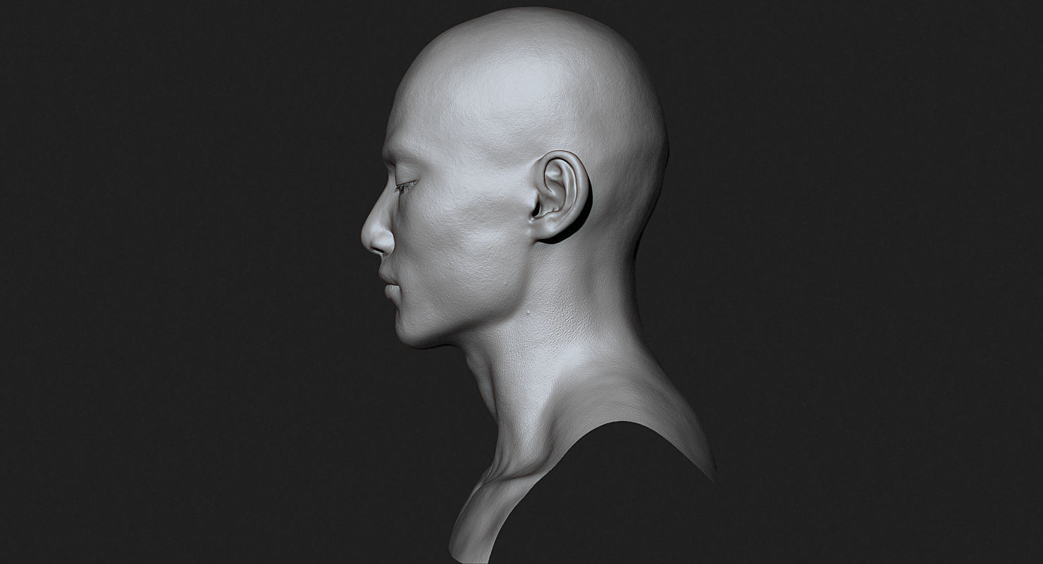 Asian Male Head for Production High Poly 3D model_6