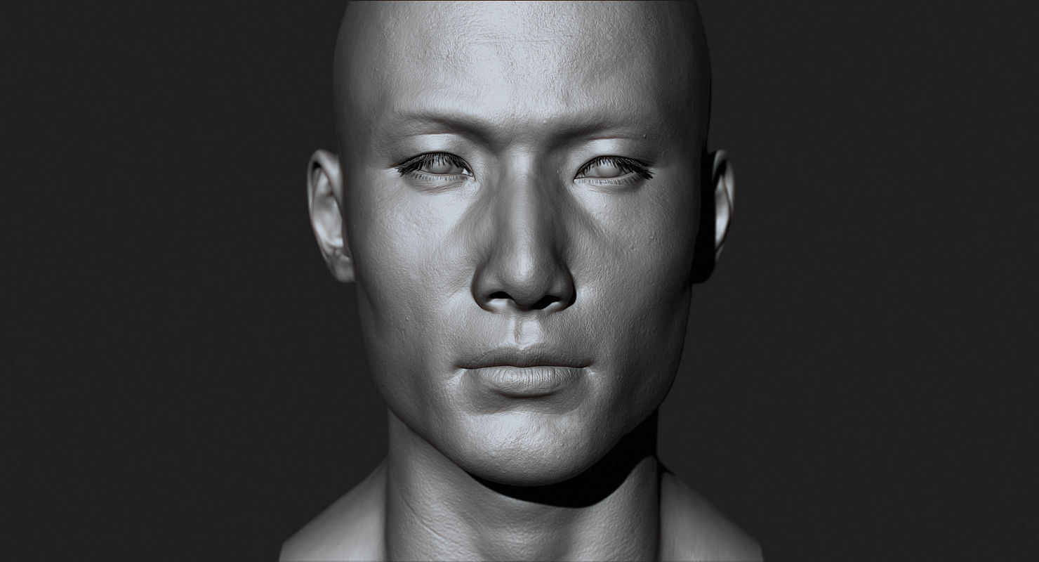 Asian Male Head for Production High Poly 3D model_2