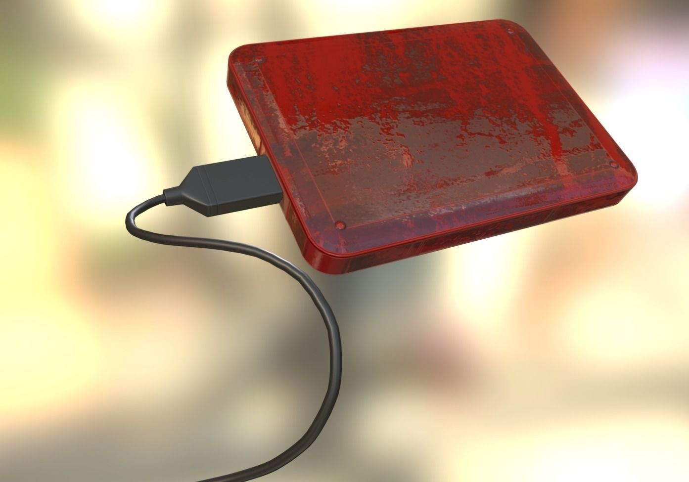 External HDD With USB Cable Rigged Bloody Version Low-poly 3D model_9