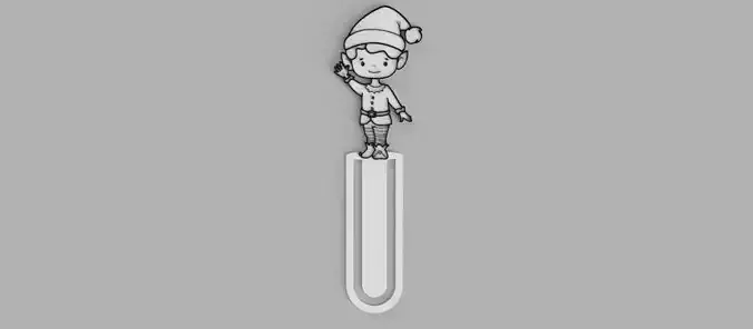 Elf Waving Christmas Santa Claus Bookmark