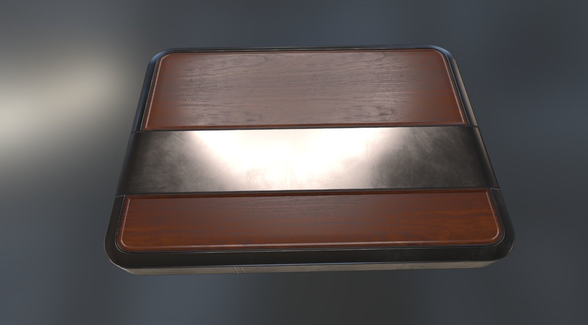 External HDD With USB Cable Rigged Wood Metal Version Low-poly 3D model_28