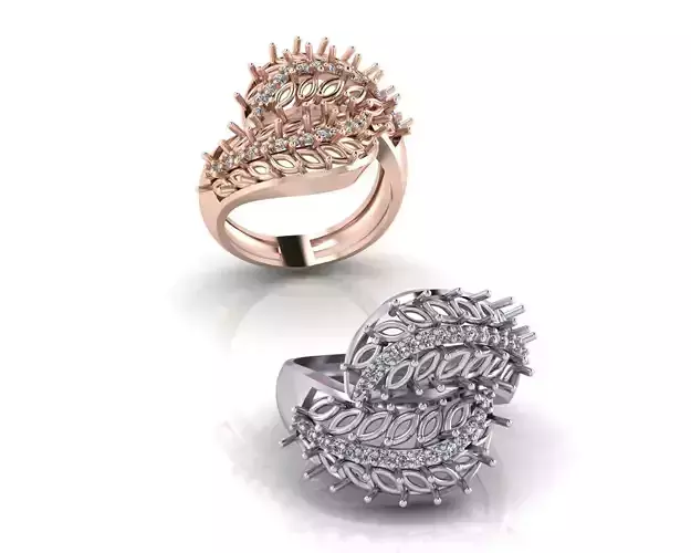 bypass marquise and round jewelry ring
