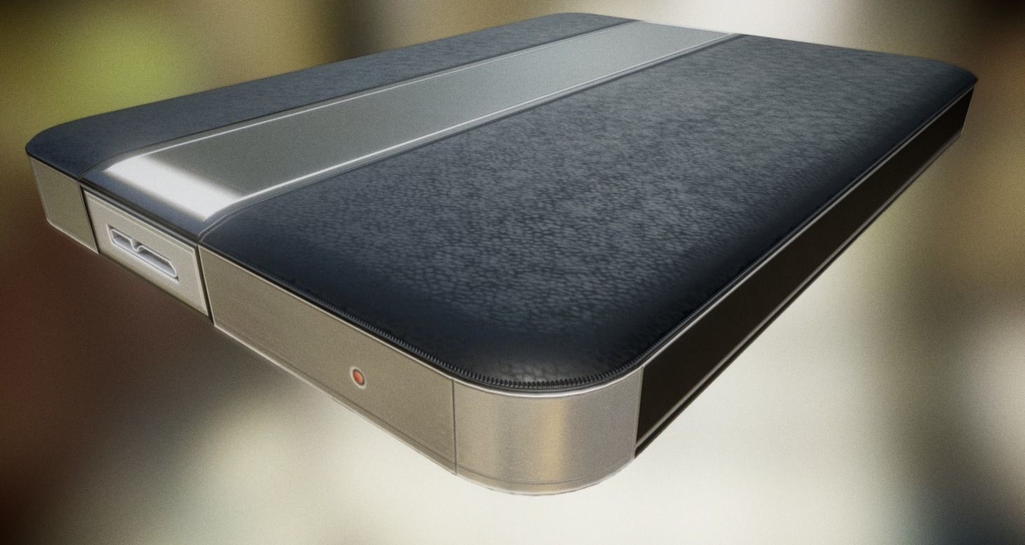 External HDD With USB Cable Rigged Dark Leather Version Low-poly 3D model_30