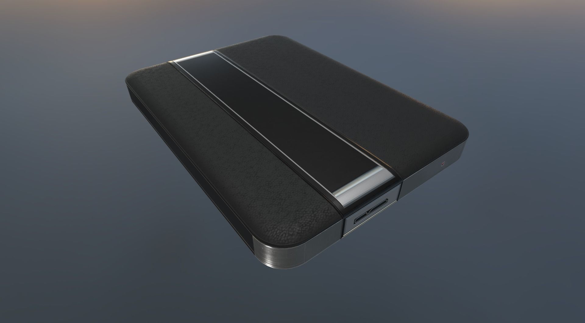 External HDD With USB Cable Rigged Dark Leather Version Low-poly 3D model_10