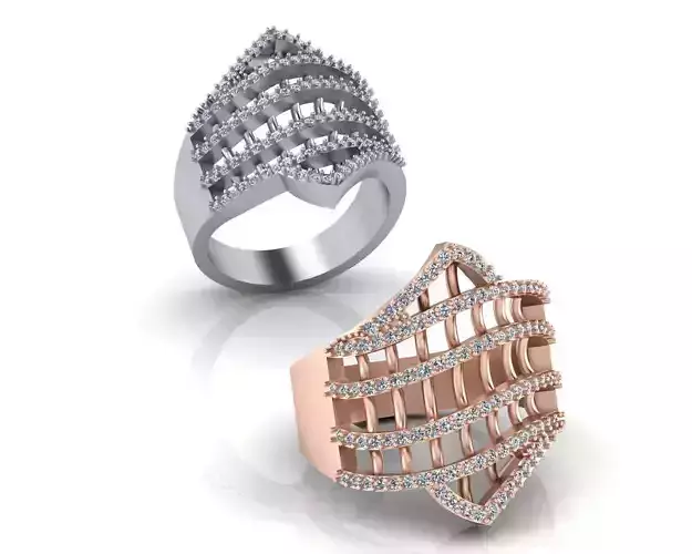 baguette bypass jewelry ring