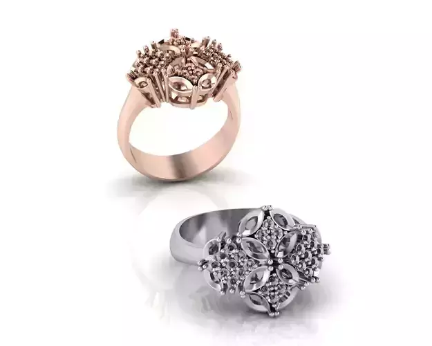 round and marquise high jewelry ring