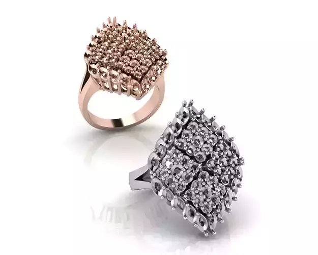 round and marquise pave setting jewelry ring