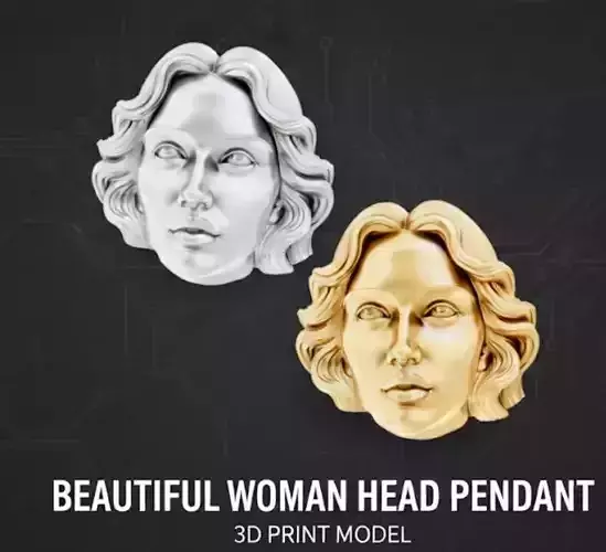 Elegant Woman Head Pendant ZBrush Sculpt  3D Print Model STL OBJ
