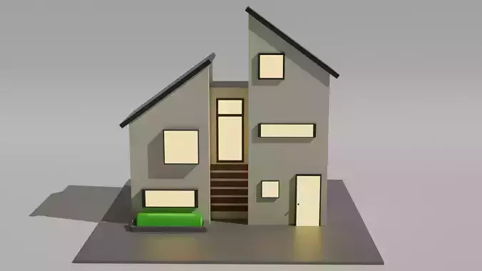 Modern Low-Poly House Exterior