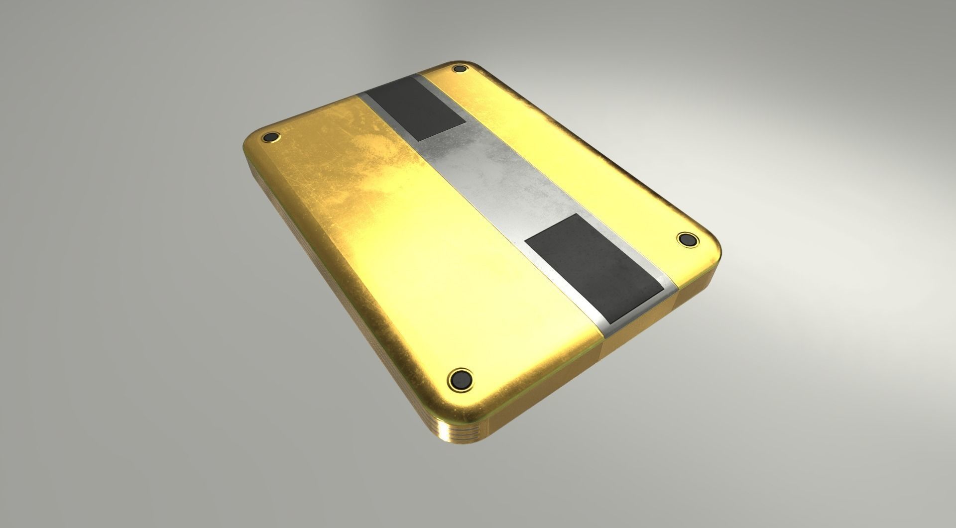 External HDD With USB Cable Rigged Gold Version Low-poly 3D model_17