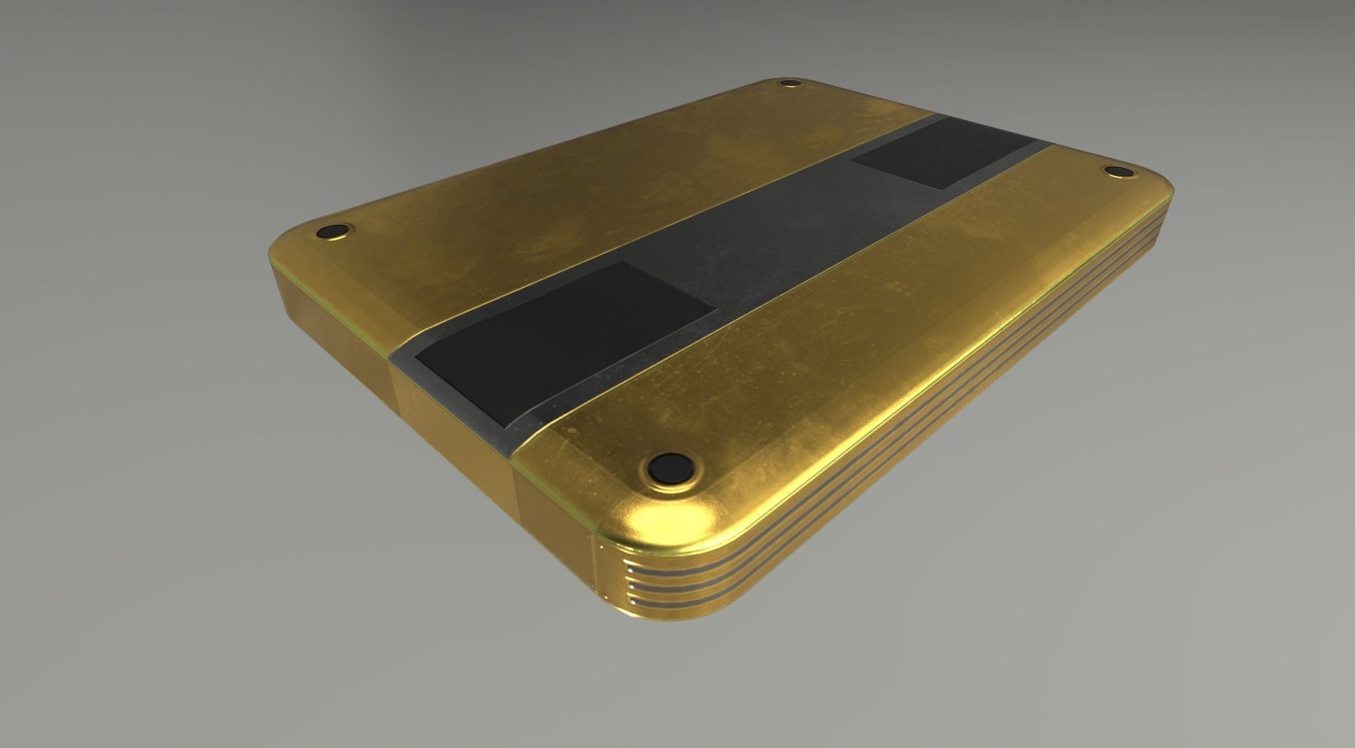 External HDD With USB Cable Rigged Gold Version Low-poly 3D model_16