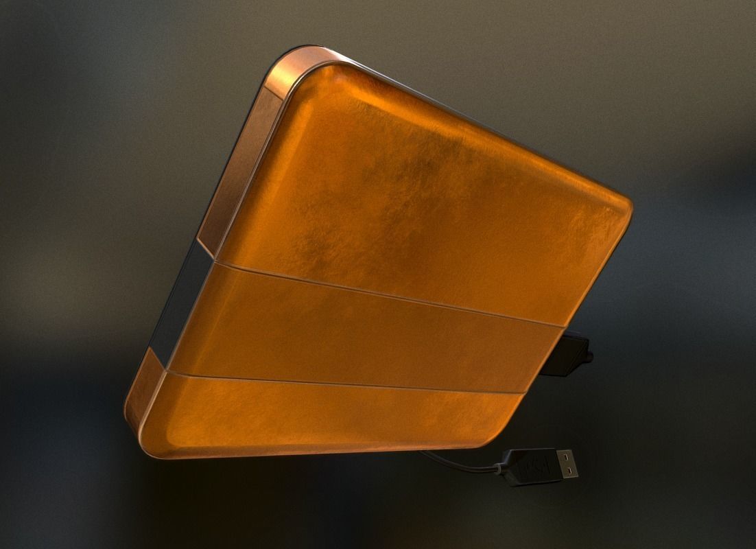 External HDD With USB Cable Rigged Copper Version Low-poly 3D model_7