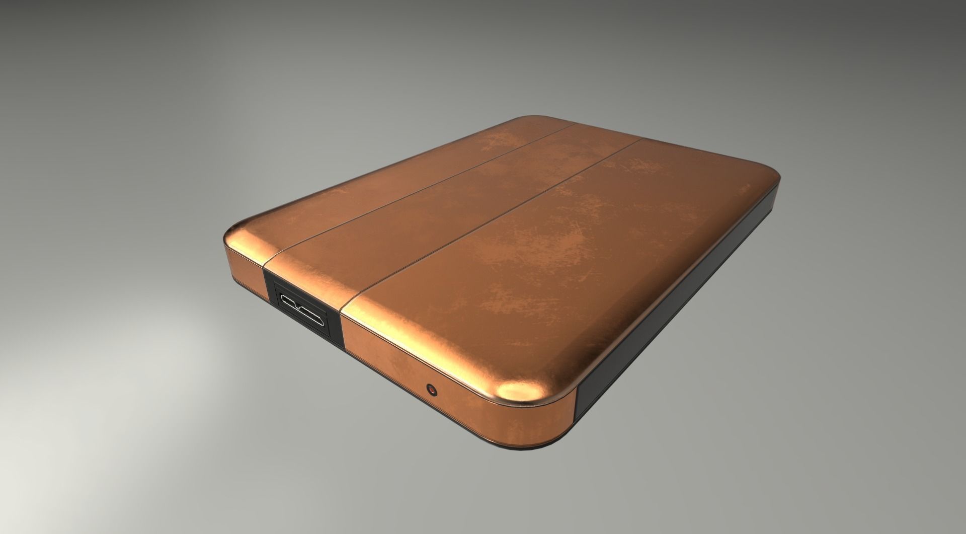 External HDD With USB Cable Rigged Copper Version Low-poly 3D model_25