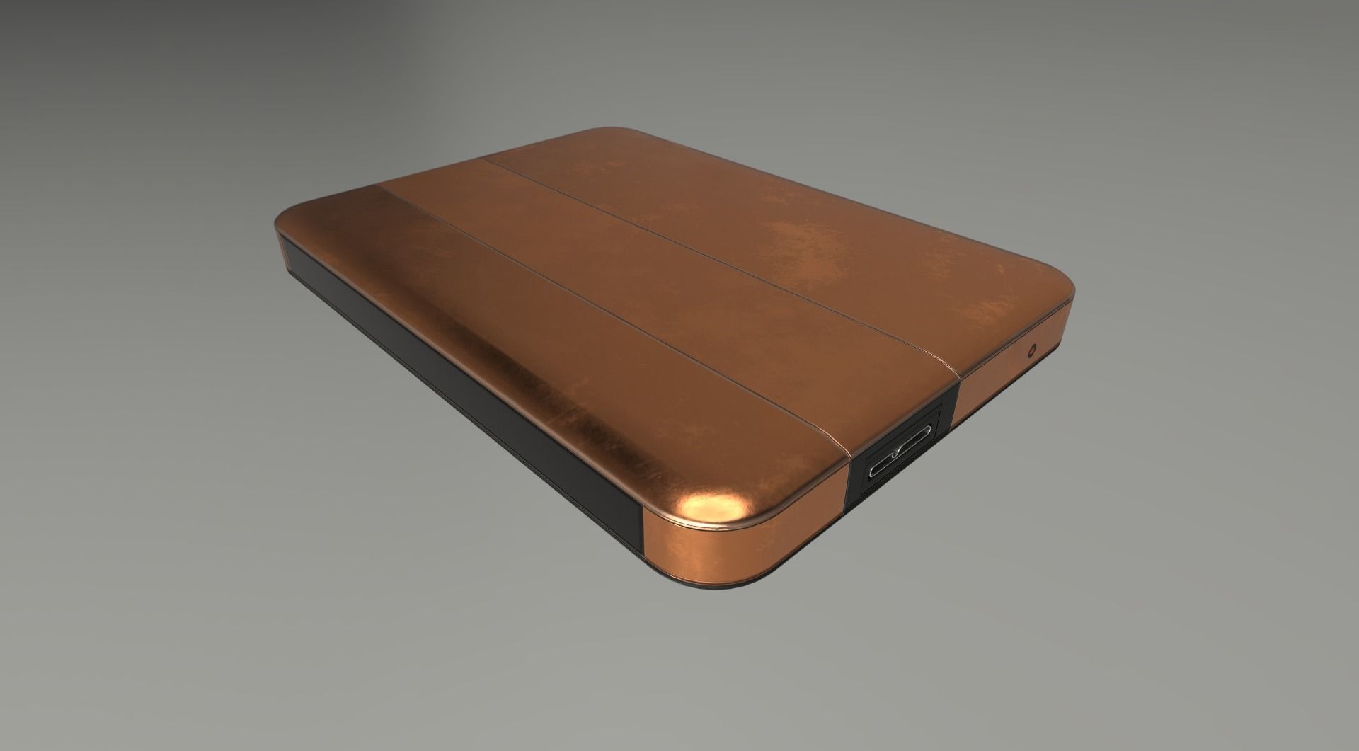 External HDD With USB Cable Rigged Copper Version Low-poly 3D model_30