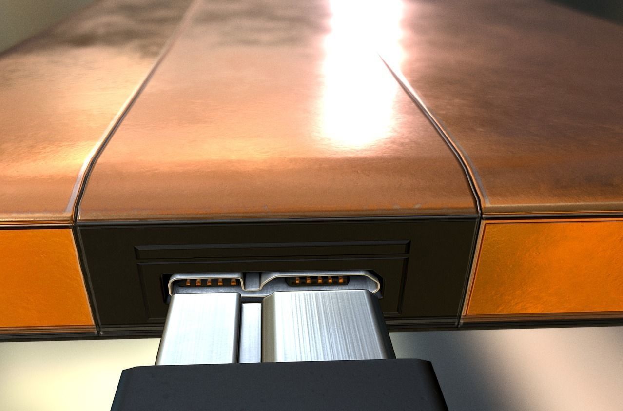 External HDD With USB Cable Rigged Copper Version Low-poly 3D model_24