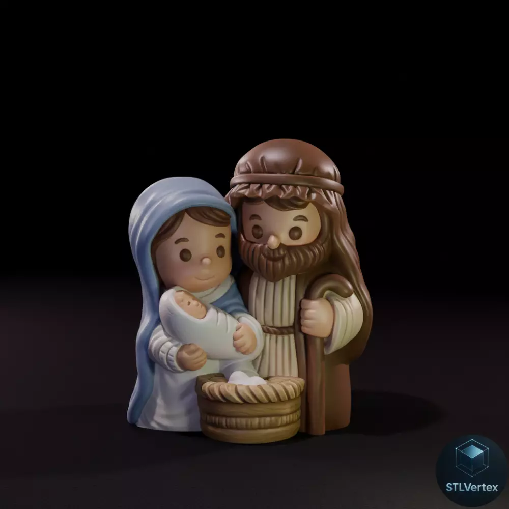 Family Nativity Scene 3D Print Model 3D print model