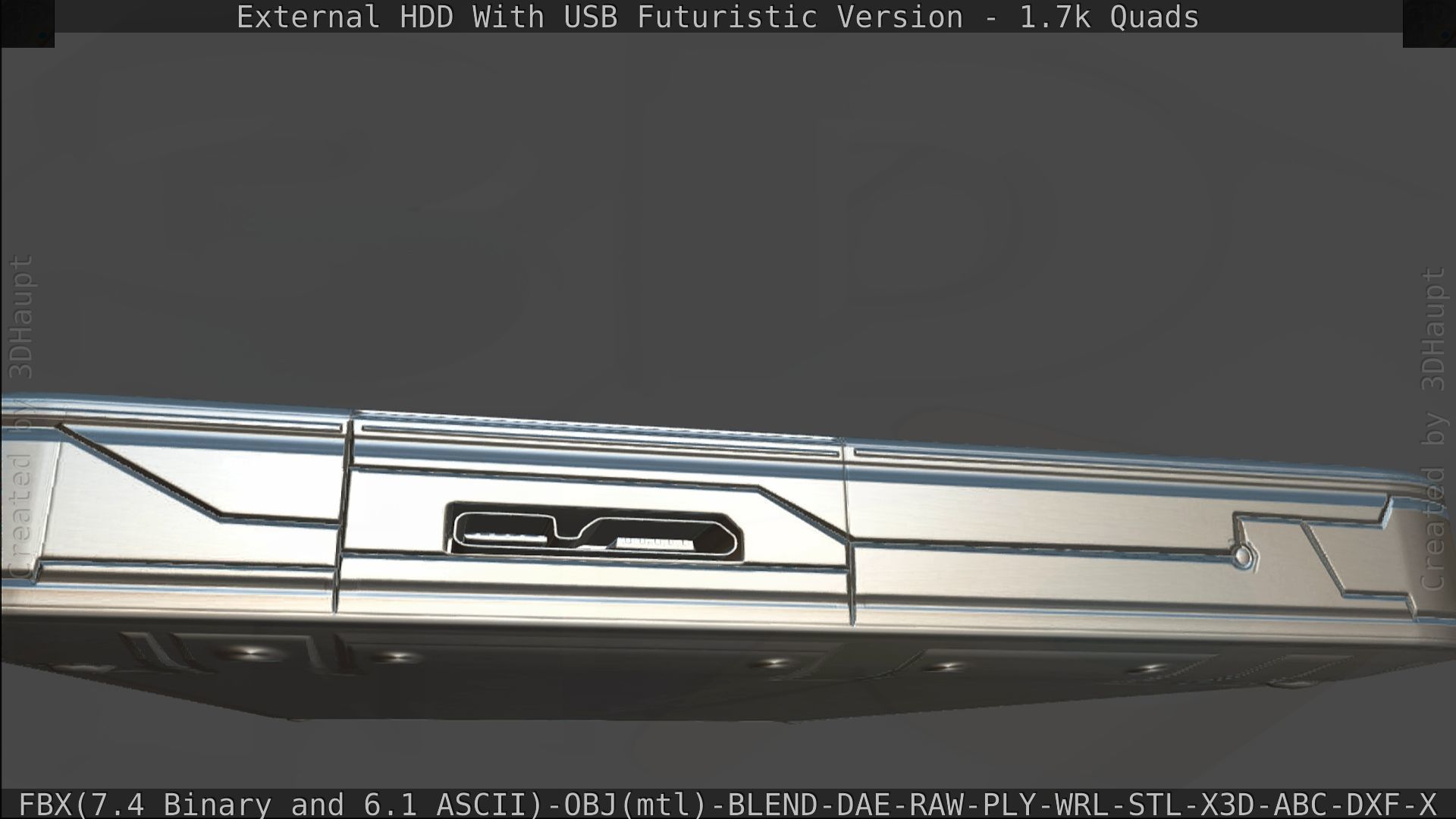External HDD With USB Cable Rigged Futuristic Version Low-poly 3D model_196