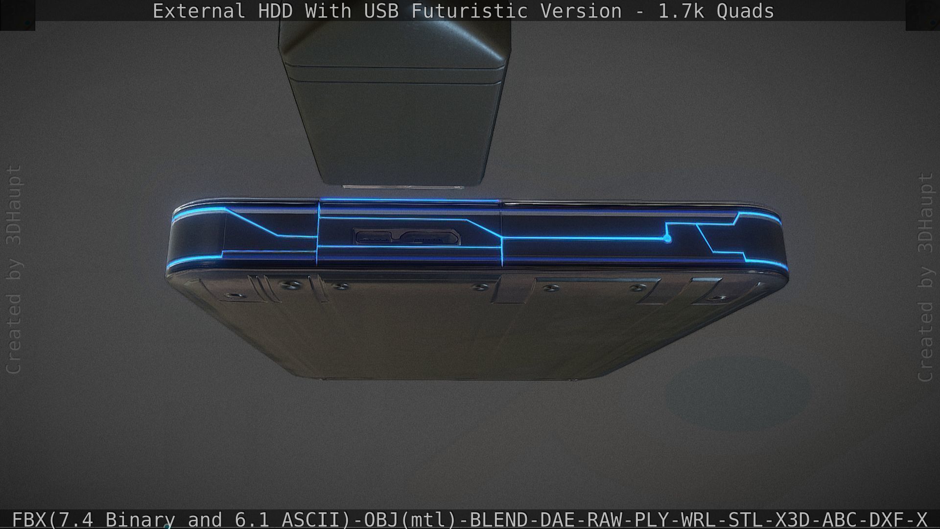 External HDD With USB Cable Rigged Futuristic Version Low-poly 3D model_74