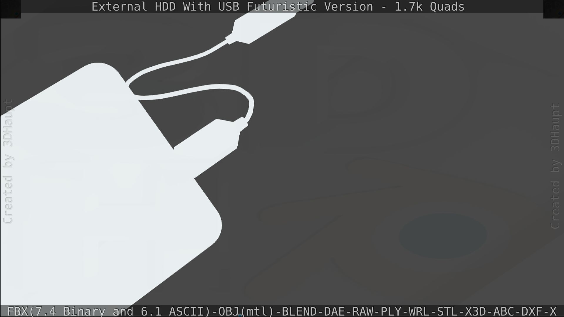 External HDD With USB Cable Rigged Futuristic Version Low-poly 3D model_173