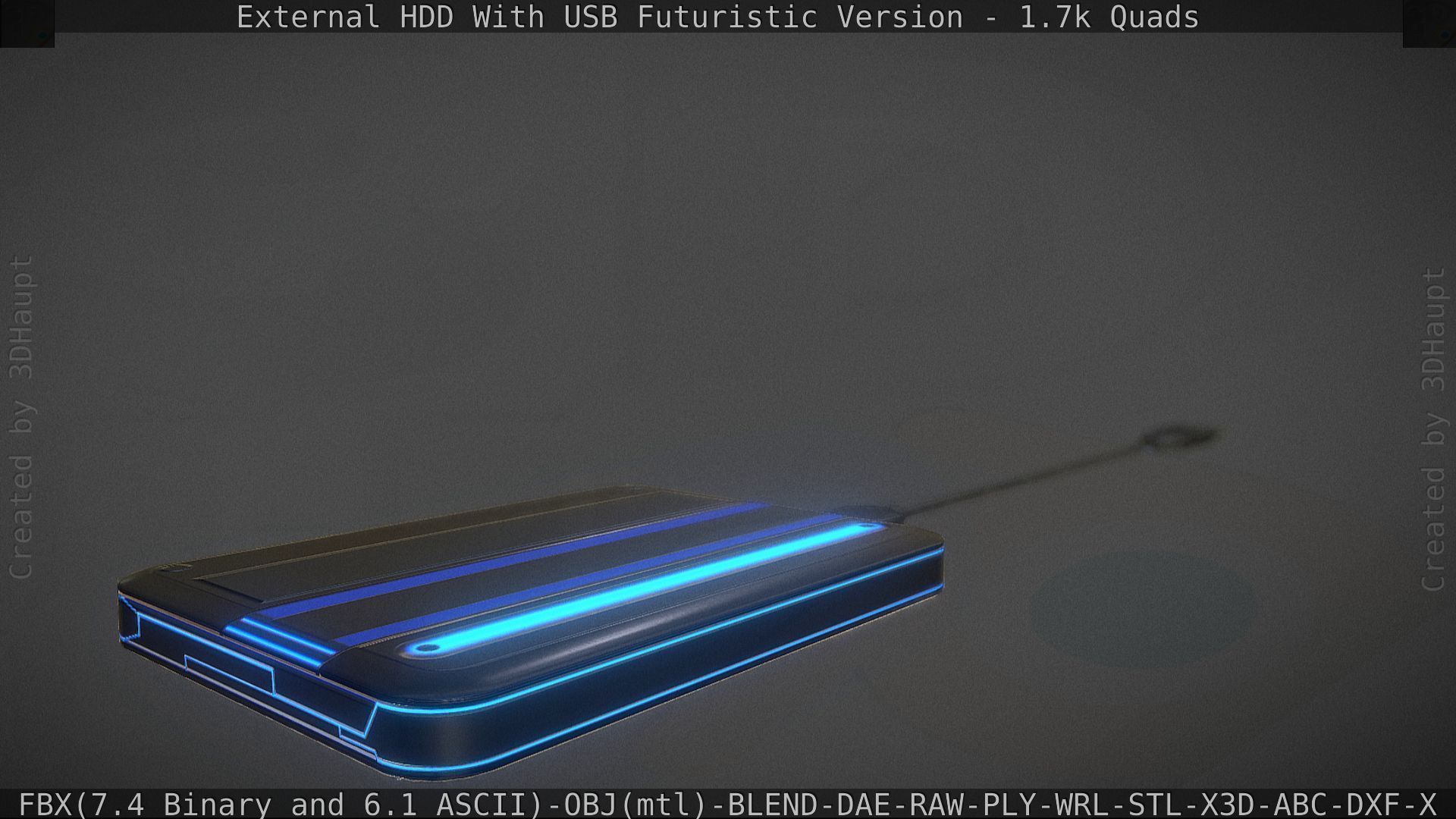 External HDD With USB Cable Rigged Futuristic Version Low-poly 3D model_54