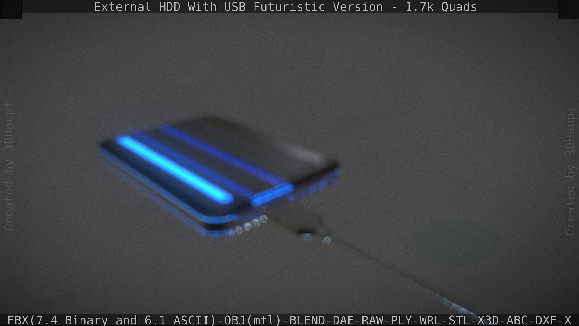 External HDD With USB Cable Rigged Futuristic Version Low-poly 3D model_56