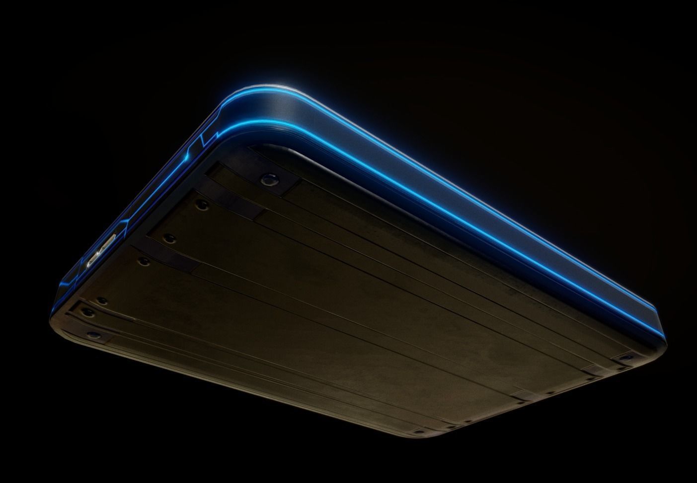 External HDD With USB Cable Rigged Futuristic Version Low-poly 3D model_13