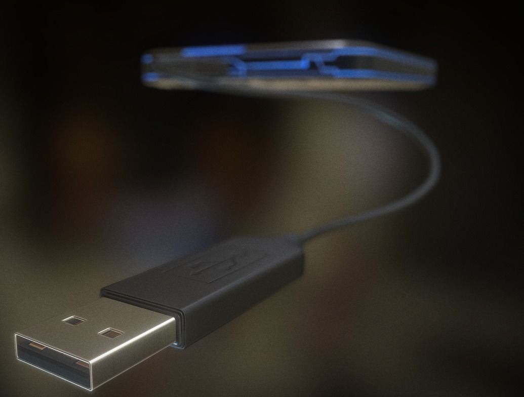 External HDD With USB Cable Rigged Futuristic Version Low-poly 3D model_5