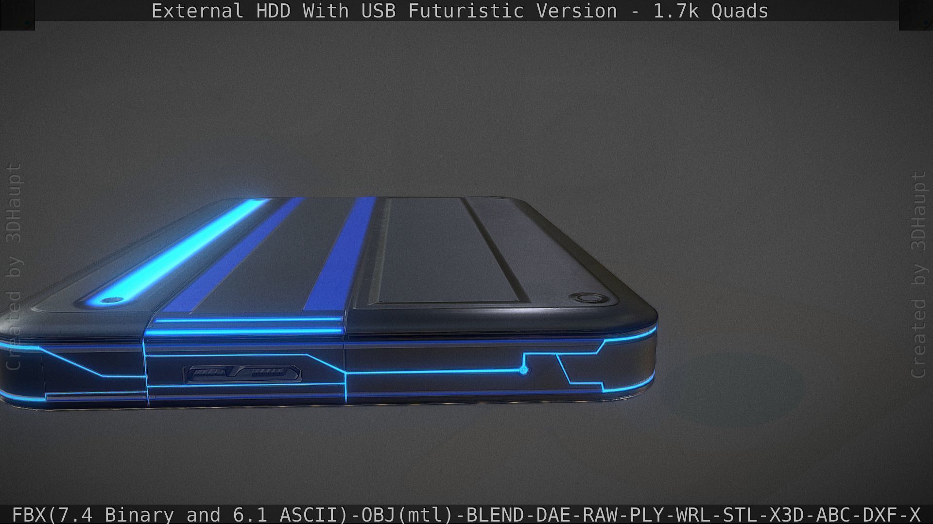 External HDD With USB Cable Rigged Futuristic Version Low-poly 3D model_63