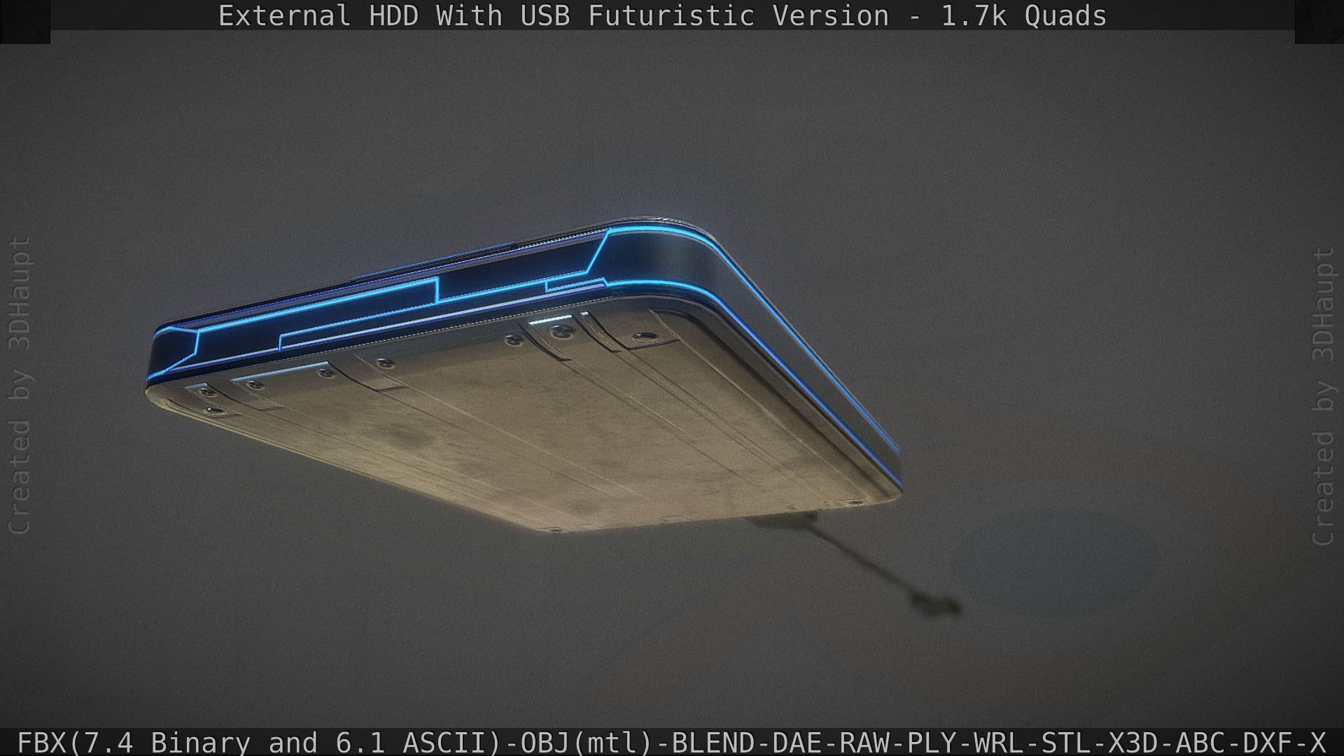 External HDD With USB Cable Rigged Futuristic Version Low-poly 3D model_59