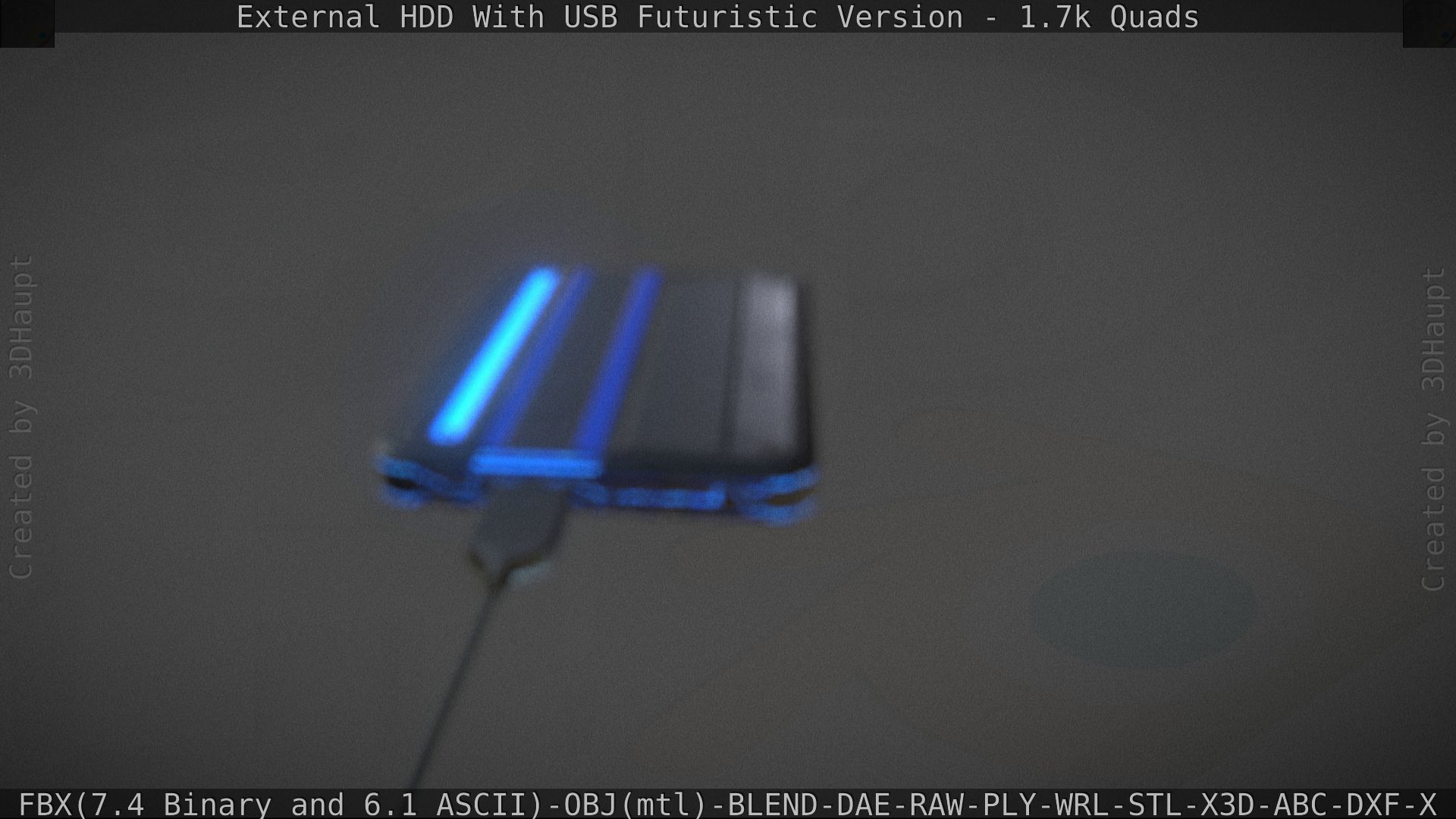 External HDD With USB Cable Rigged Futuristic Version Low-poly 3D model_58