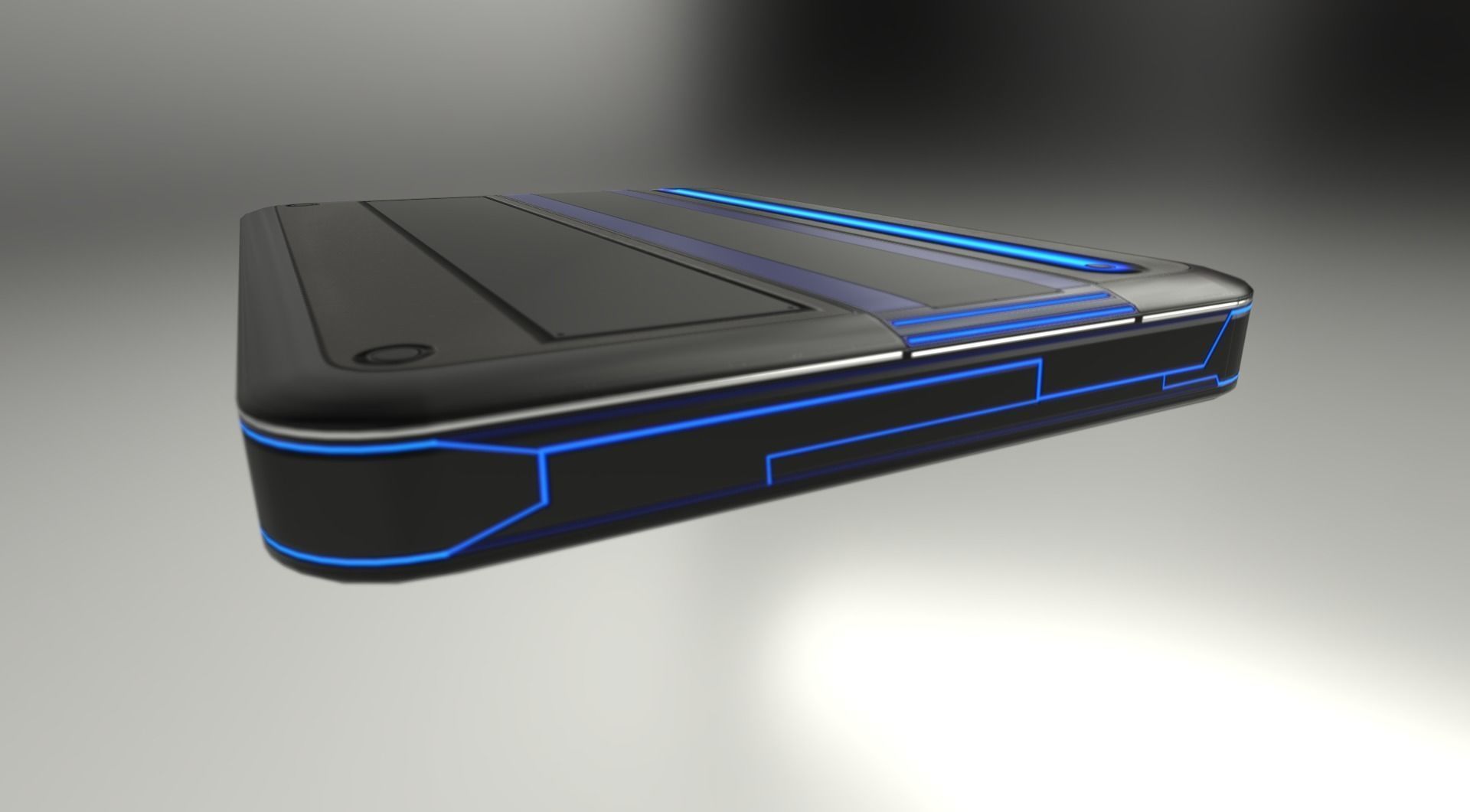 External HDD With USB Cable Rigged Futuristic Version Low-poly 3D model_27