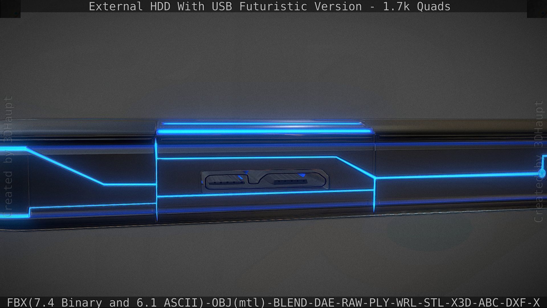 External HDD With USB Cable Rigged Futuristic Version Low-poly 3D model_65