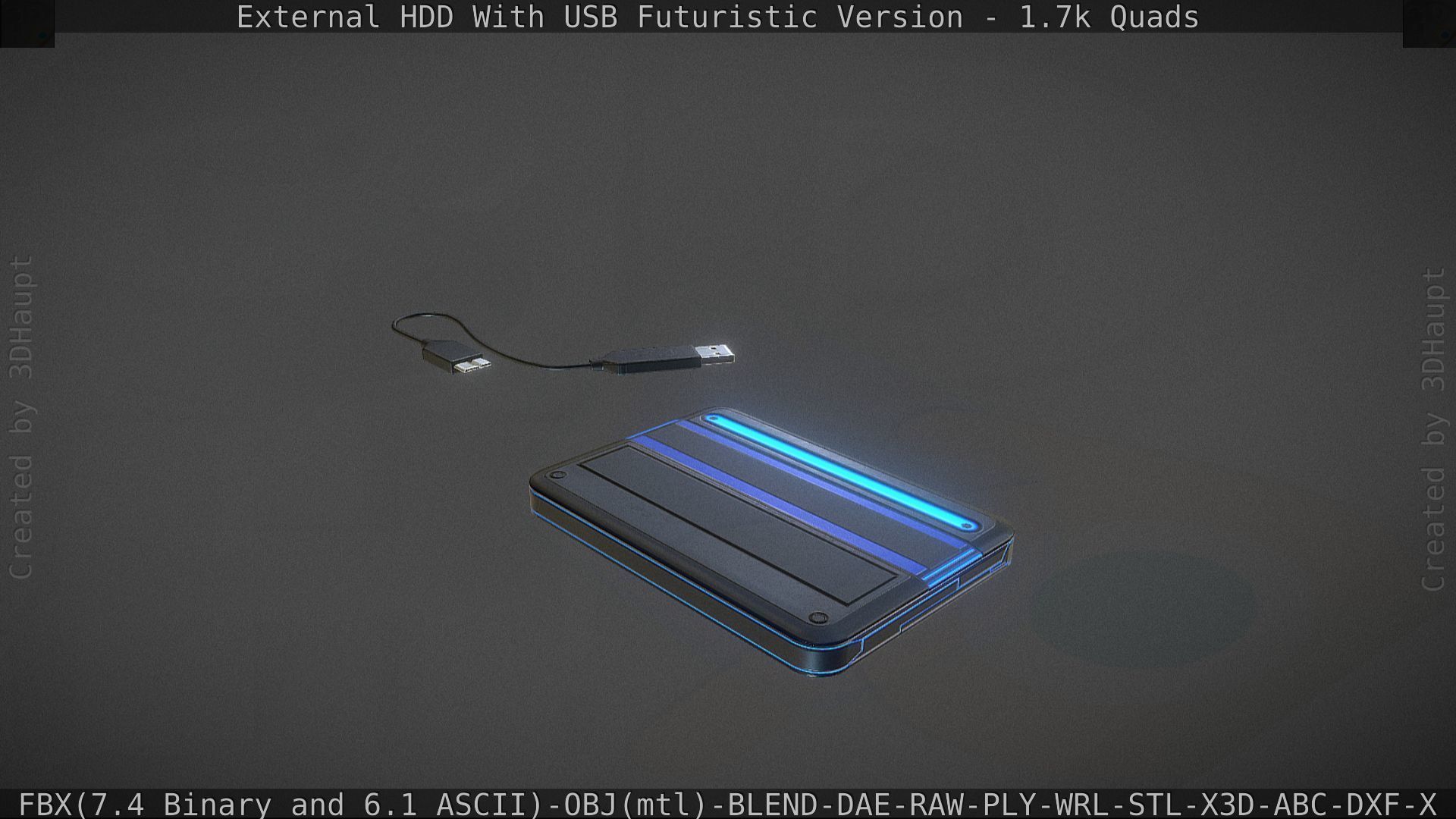 External HDD With USB Cable Rigged Futuristic Version Low-poly 3D model_51