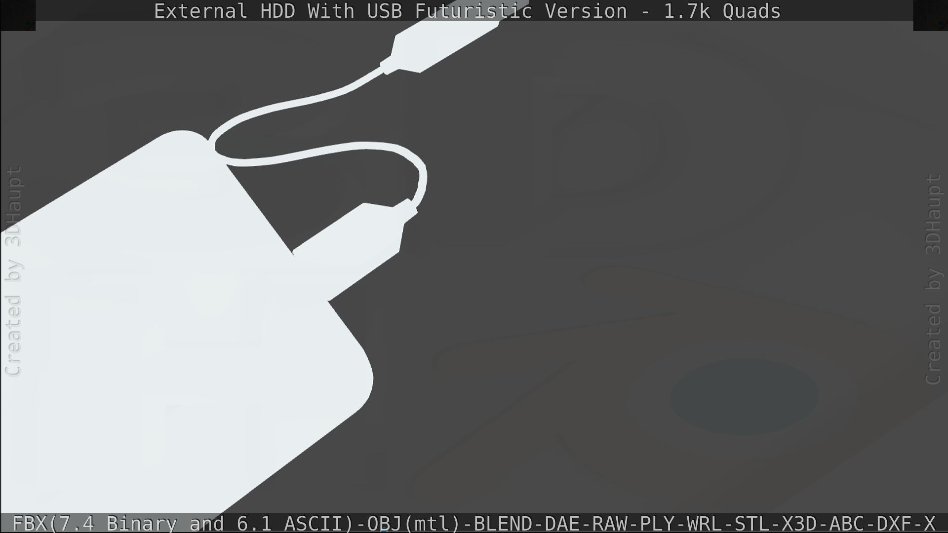 External HDD With USB Cable Rigged Futuristic Version Low-poly 3D model_169