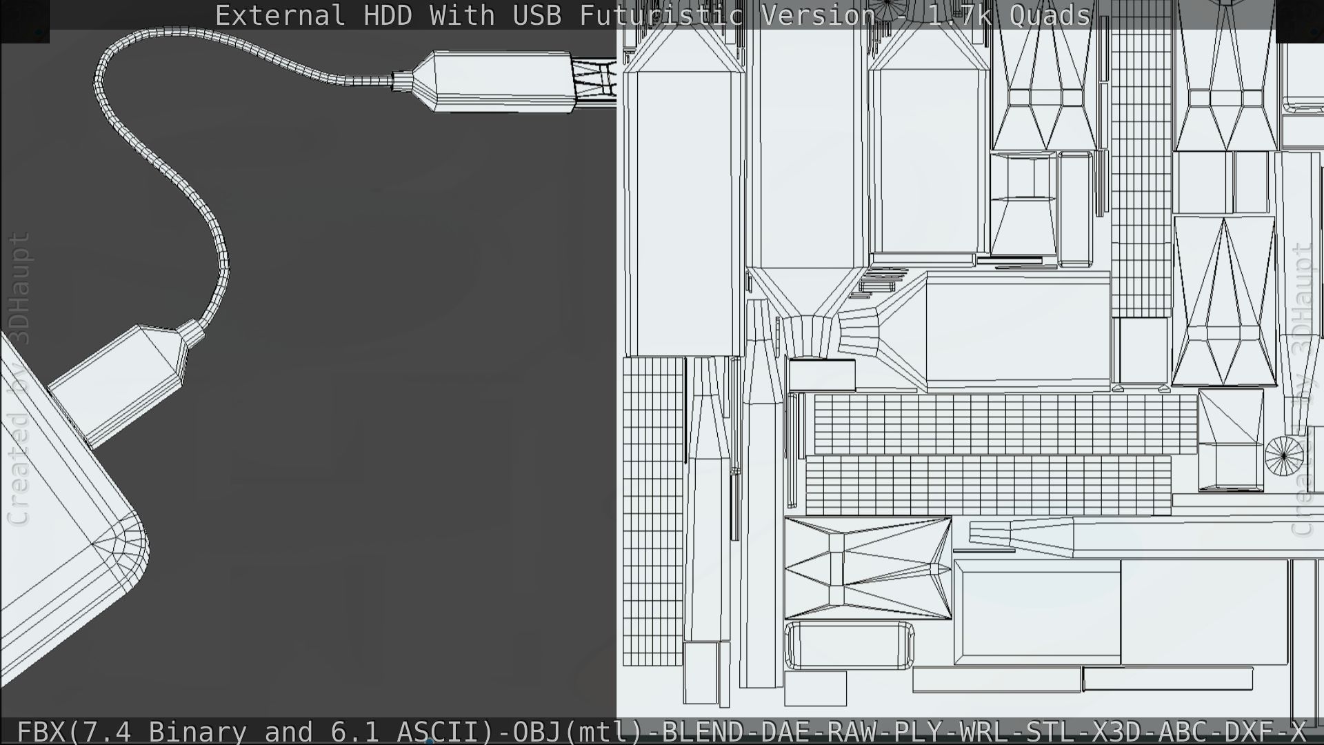 External HDD With USB Cable Rigged Futuristic Version Low-poly 3D model_172