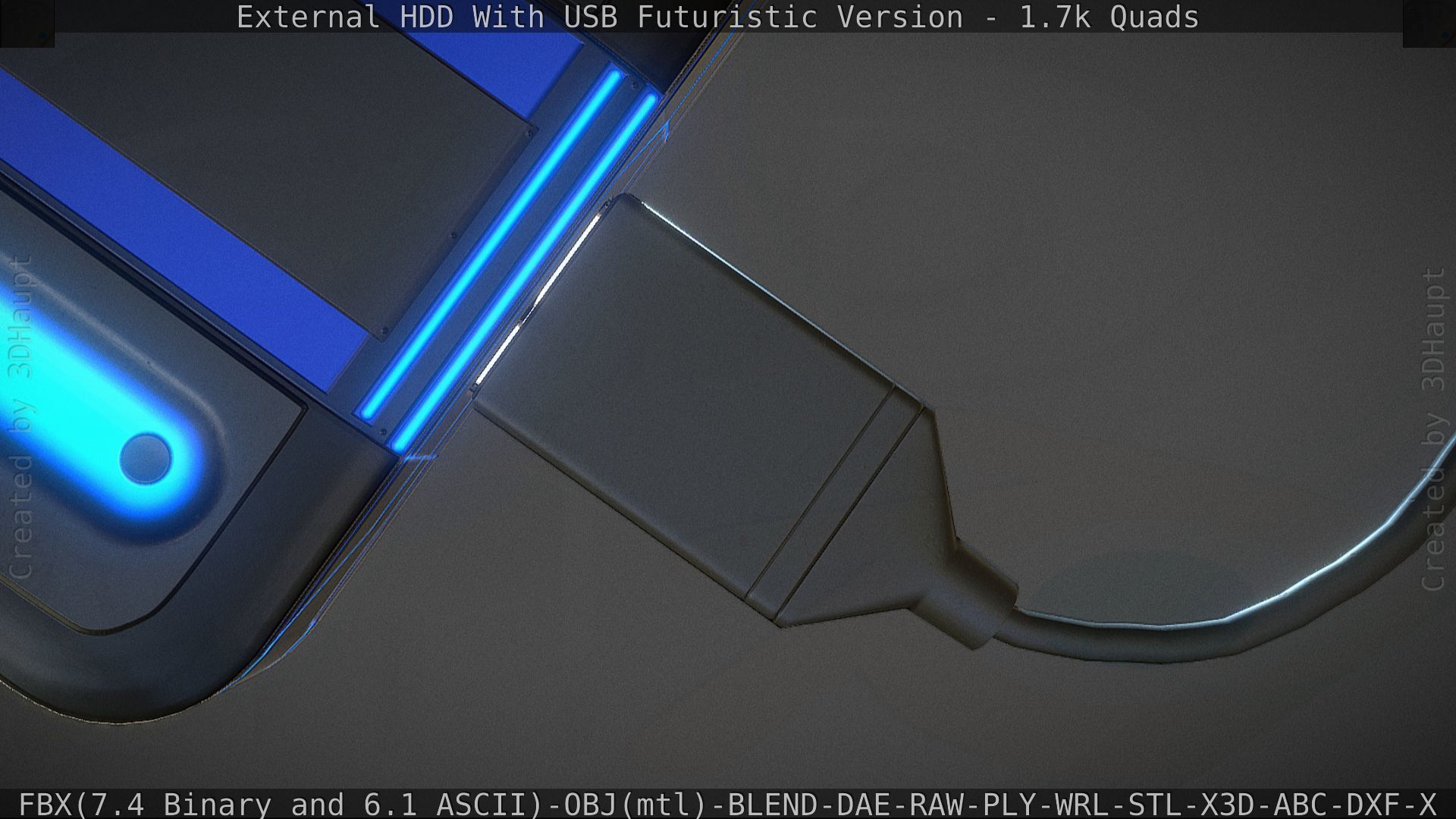 External HDD With USB Cable Rigged Futuristic Version Low-poly 3D model_79