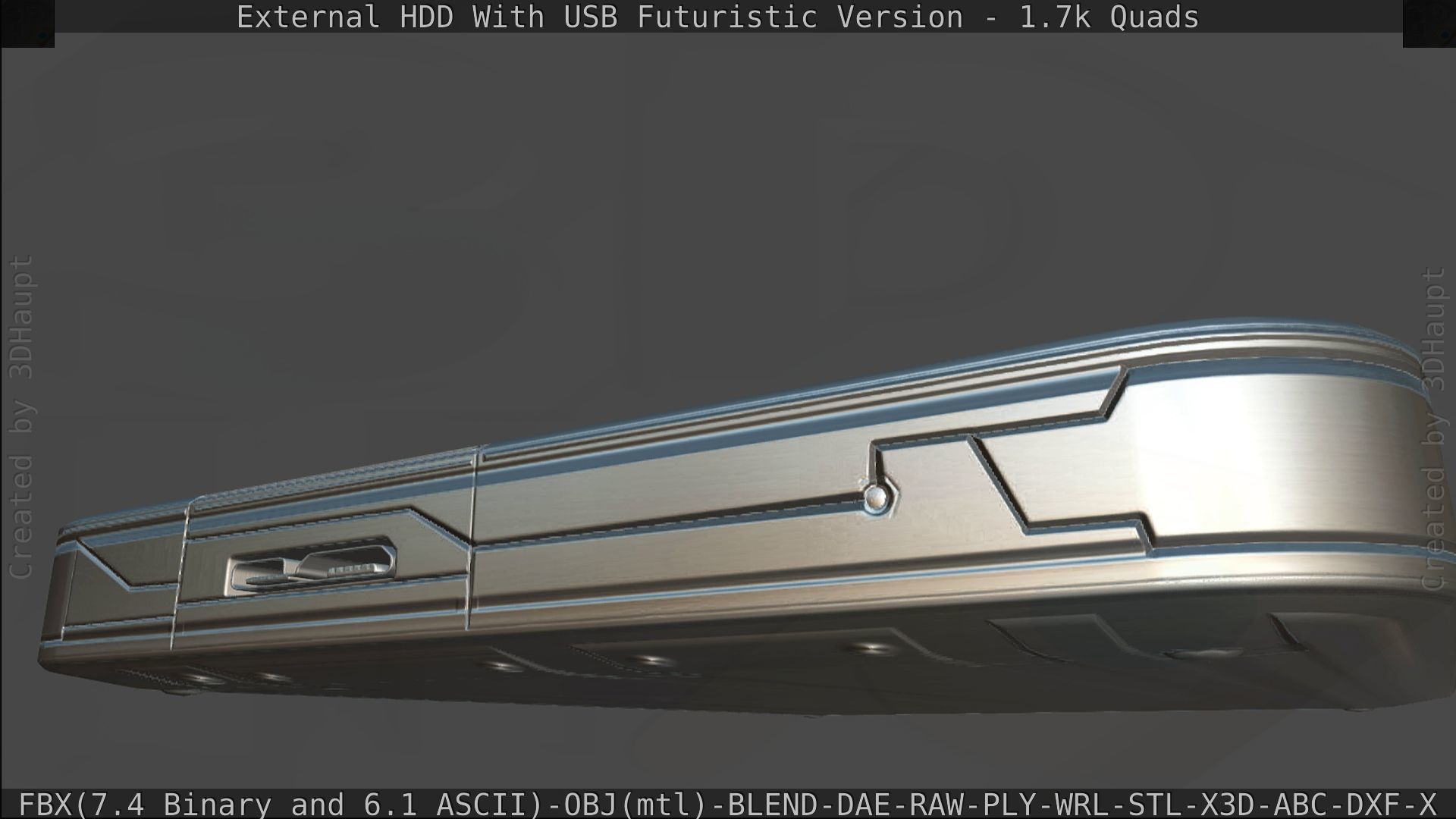 External HDD With USB Cable Rigged Futuristic Version Low-poly 3D model_194
